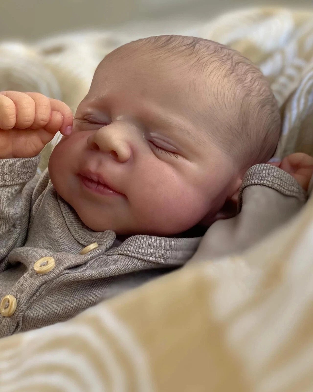 19in Pascale Newborn Full Body Vinyl Baby Reborn Doll 3D Skin Lifelike Feeling
